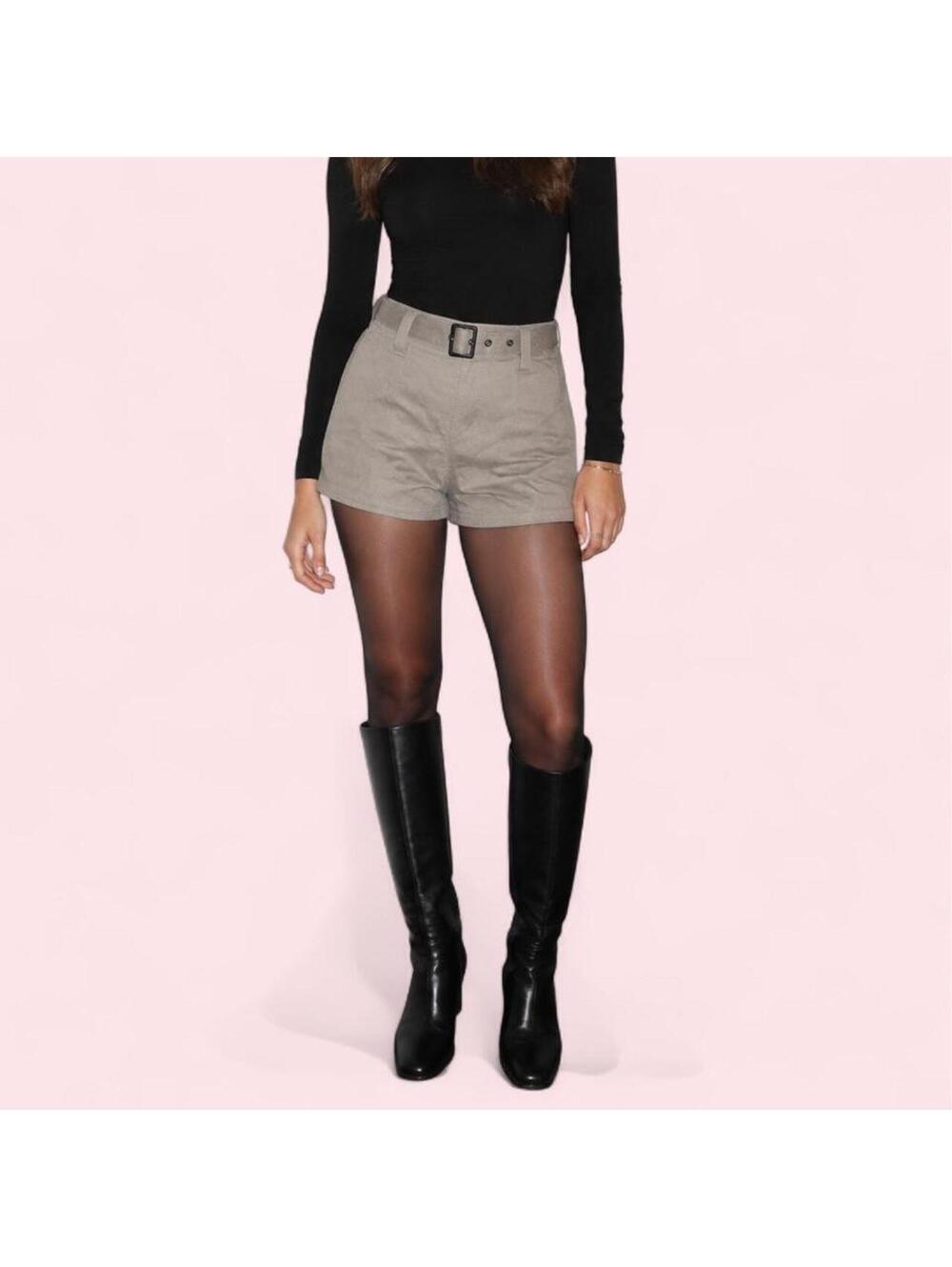 FREE PEOPLE Belted Faux Leather Shorts